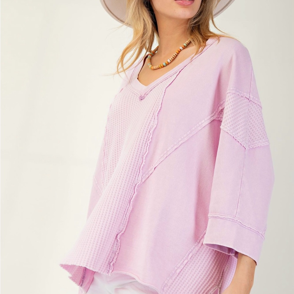 EASEL plus size Light Pink V-Neck Sweater